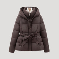 Women's Puffer Jacket – Hooded & Belted | Warm Winter Coat