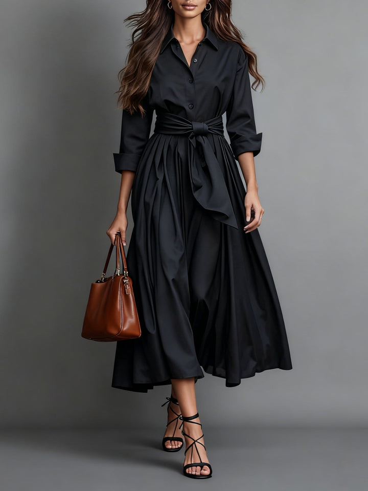 Women's Long Sleeve Maxi Dress – Black
