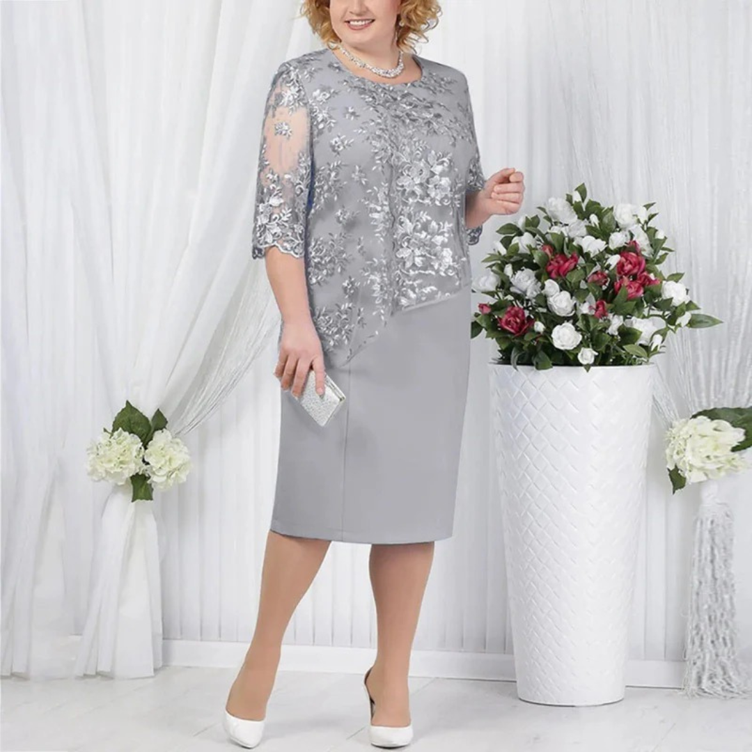 Women's Midi Party Dress – Grey