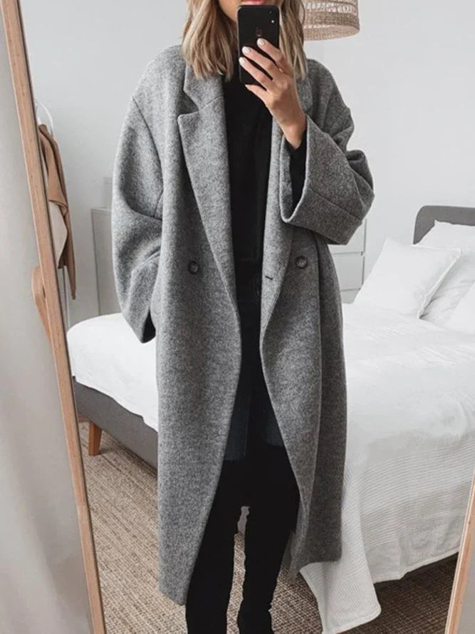 Women's Tailored Long Coat – Grey