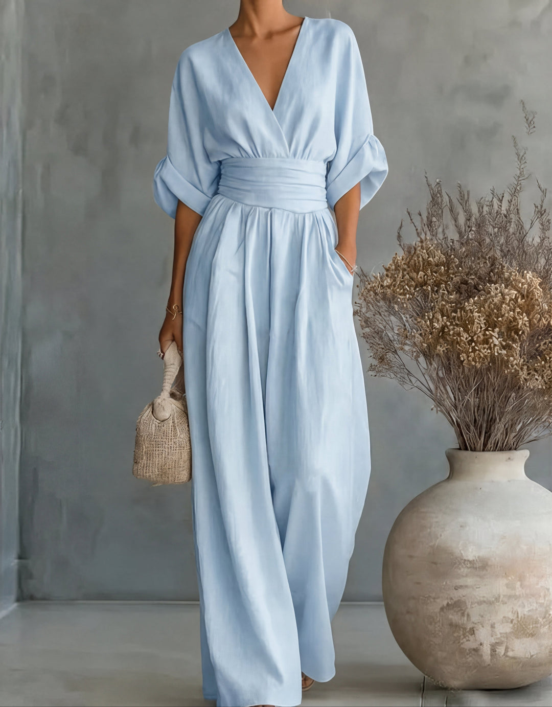 Women's Wide-Leg Jumpsuit – Sky Blue