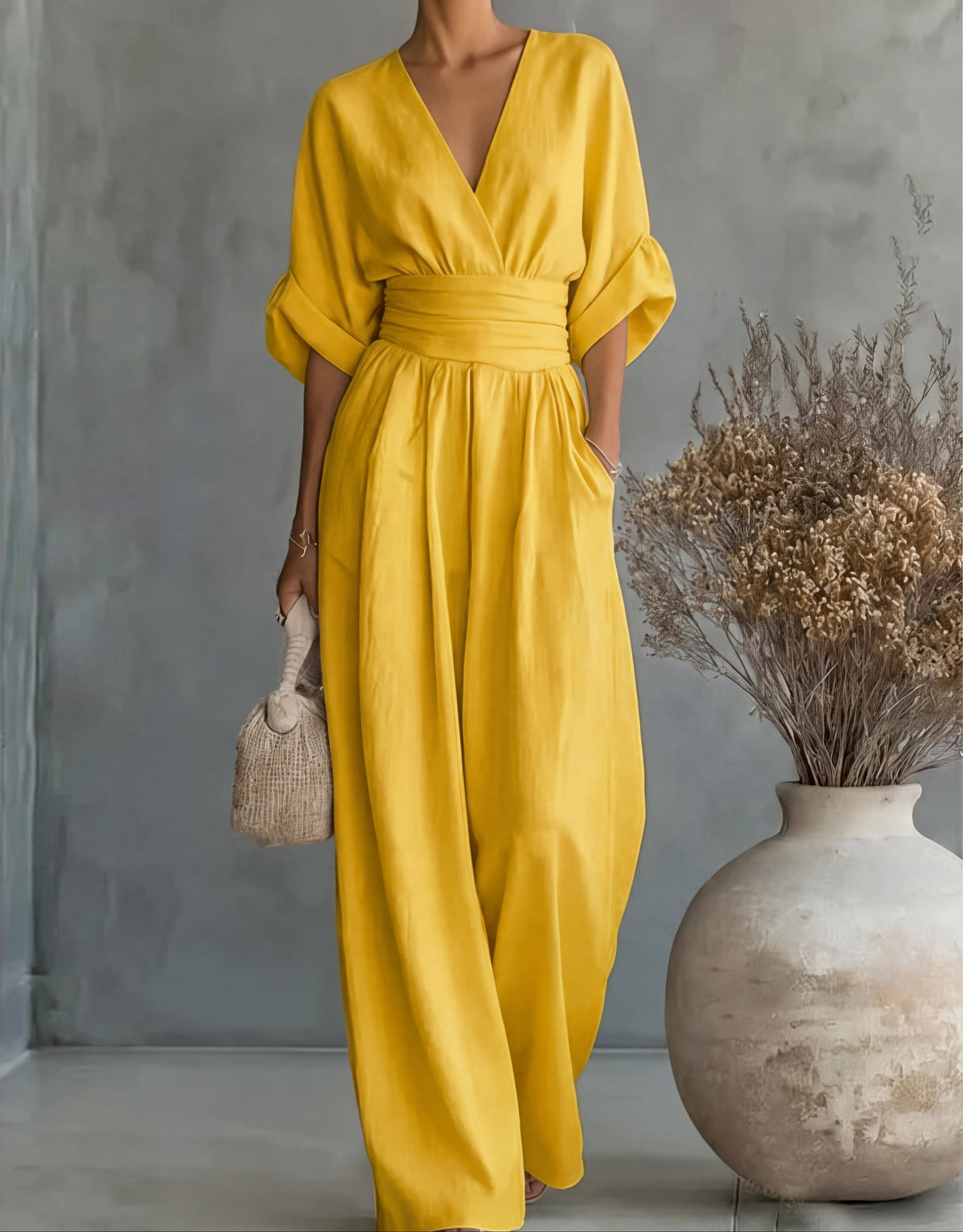 Women's Wide-Leg Jumpsuit – Yellow
