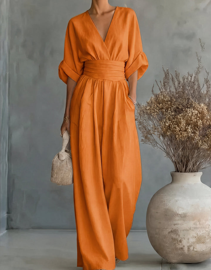 Women's Wide-Leg Jumpsuit – Orange