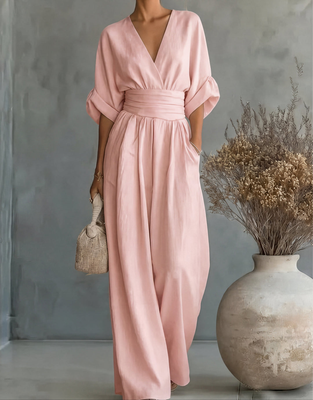 Women's Wide-Leg Jumpsuit – Light Pink