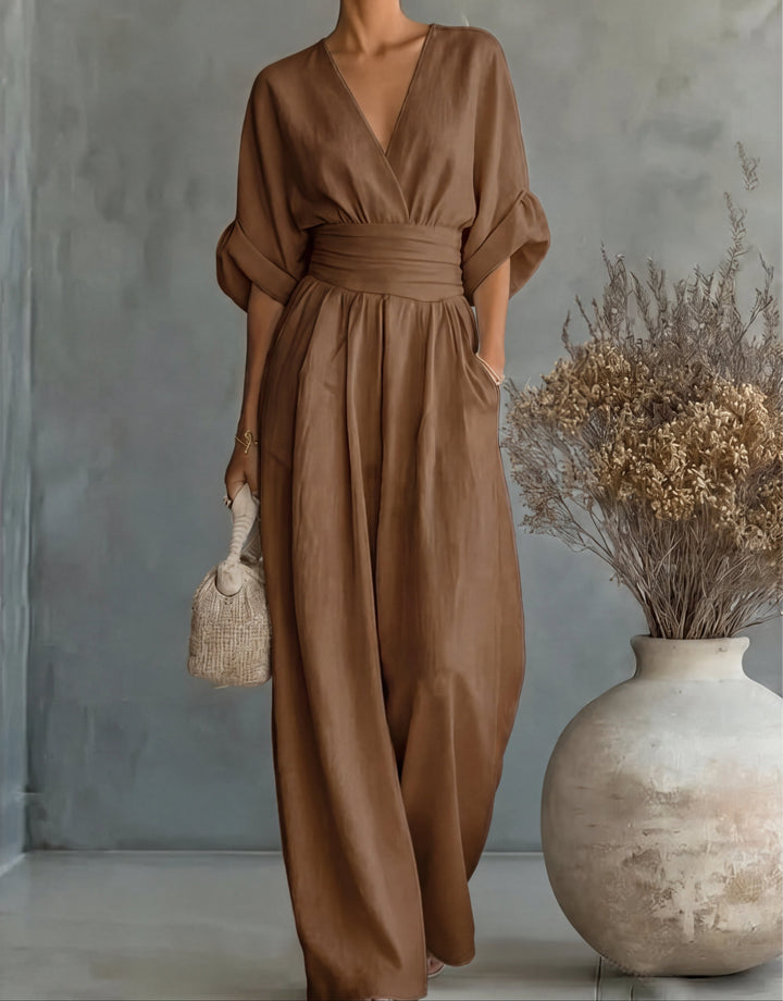 Women's Wide-Leg Jumpsuit – Brown