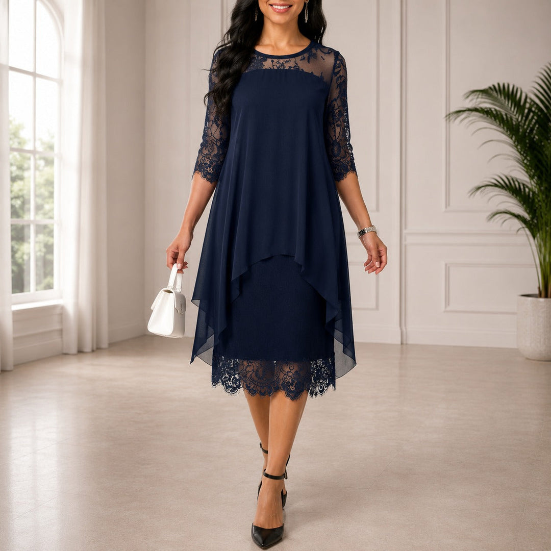 Women's Midi Party Dress – Navy Blue