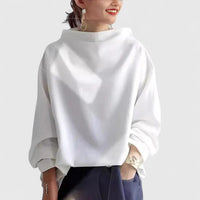Women's Relaxed Fit Sweatshirt – Stand Collar & Draped | Cosy Casual Top