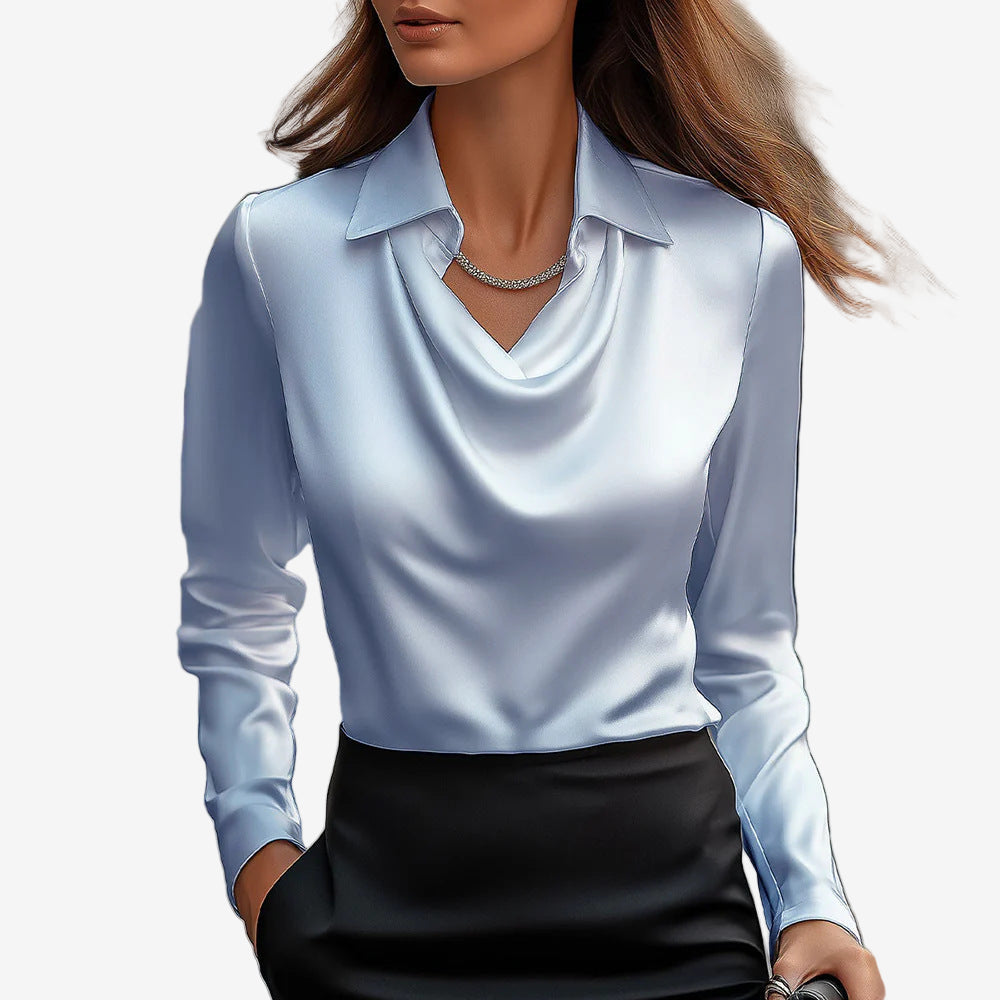 Women's Satin Blouse – Blue