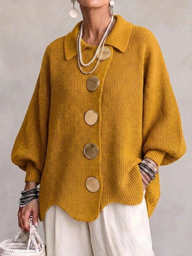 Women's Relaxed Fit Cardigan – Gold