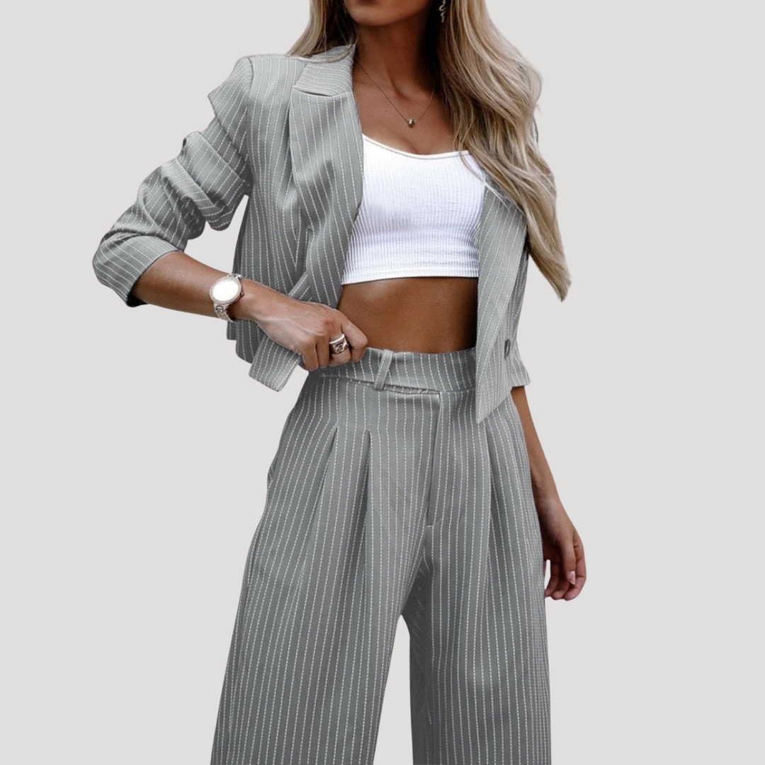 Women's Two-Piece Striped Trouser Suit