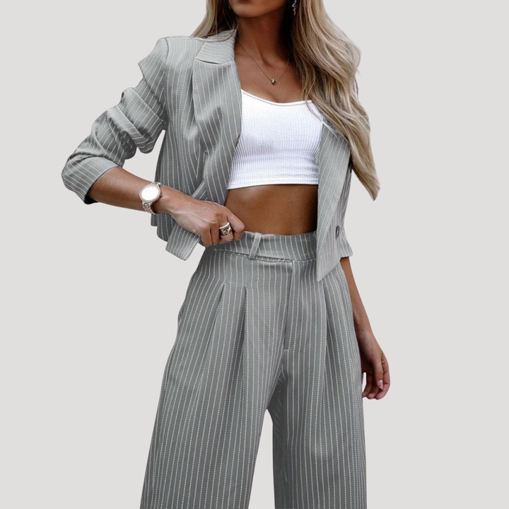 Women's Two-Piece Striped Trouser Suit