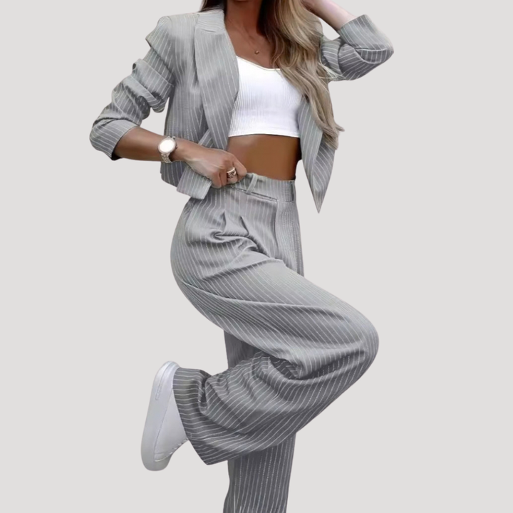 Women's Two-Piece Striped Trouser Suit