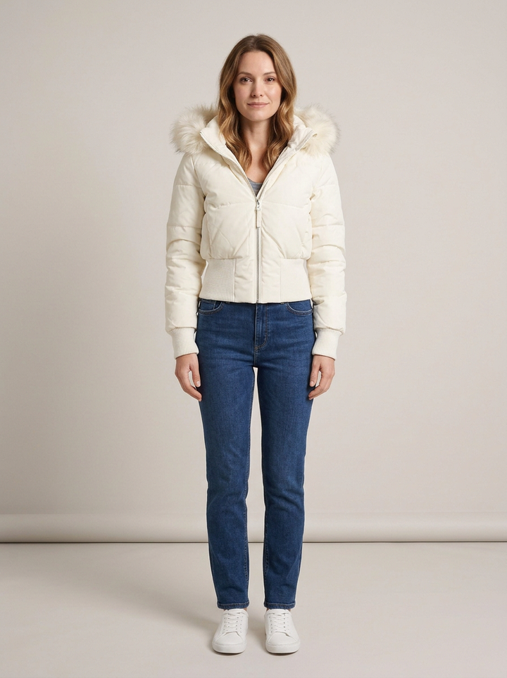 Women's Quilted Puffer Jacket – White