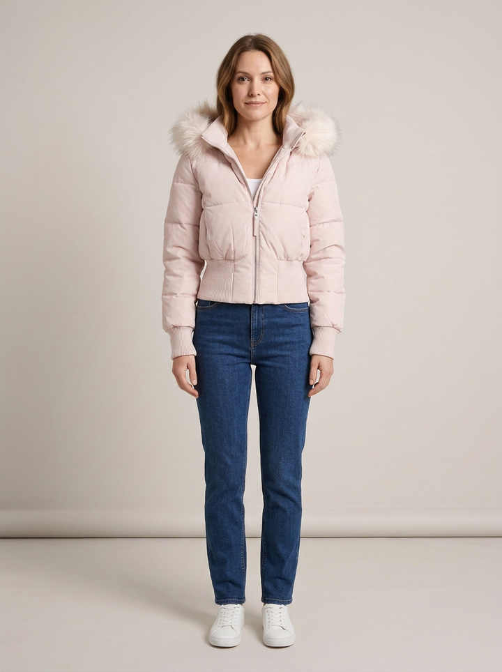 Women's Quilted Puffer Jacket – Pink
