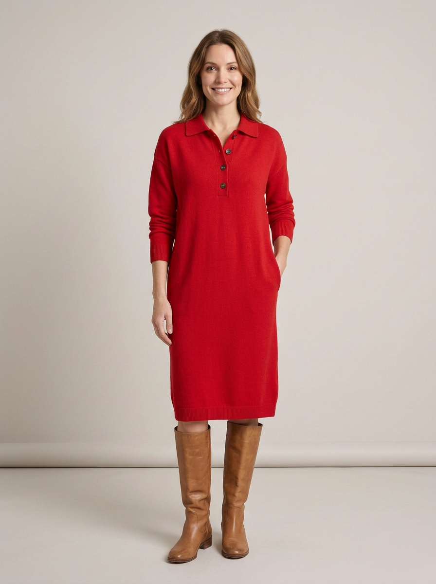 Women's Midi Jumper Dress – Red