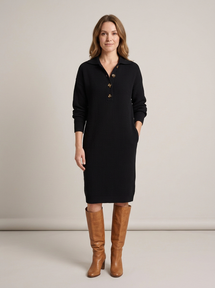 Women's Midi Jumper Dress – Black