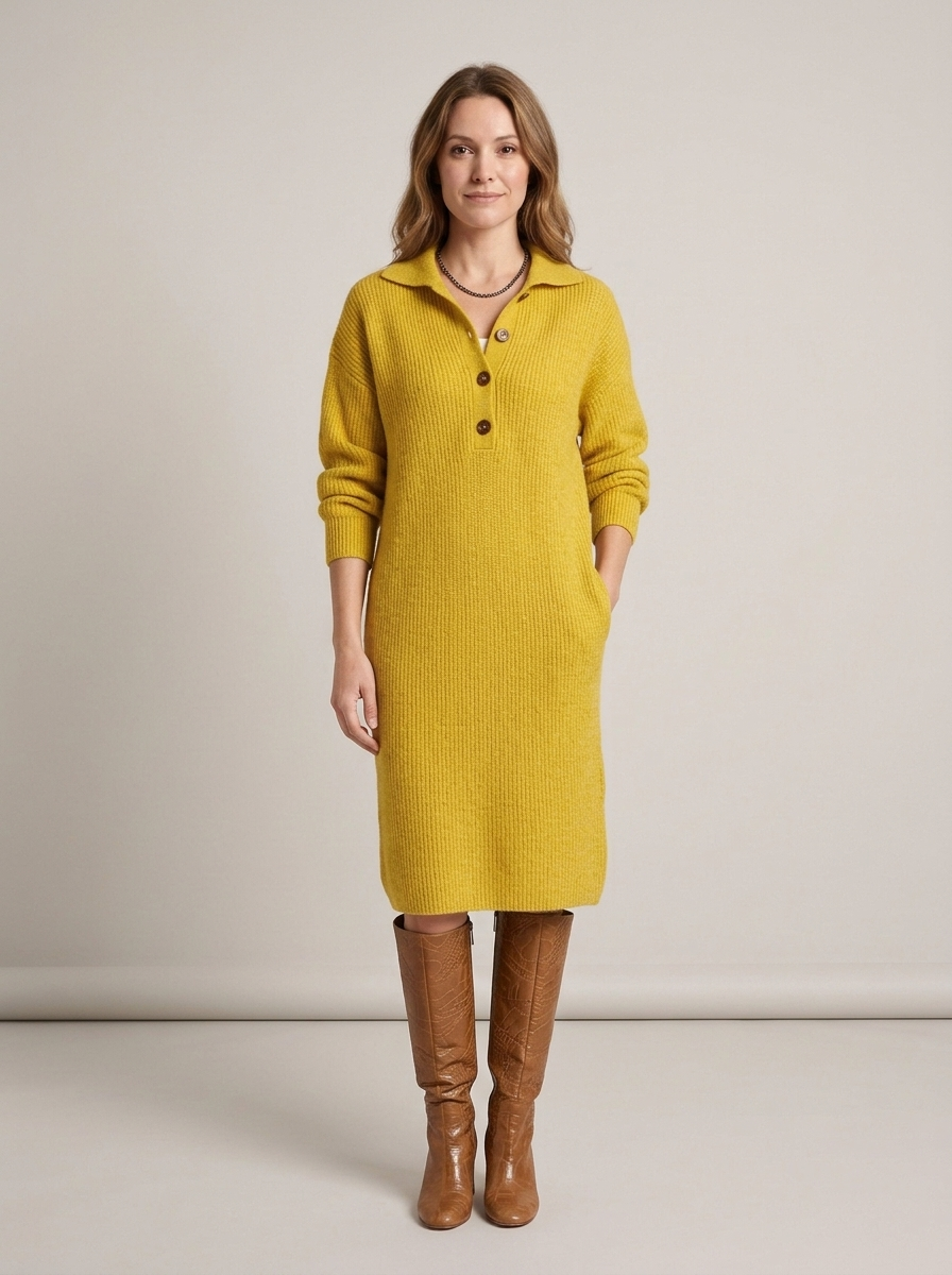 Women's Midi Jumper Dress – Yellow
