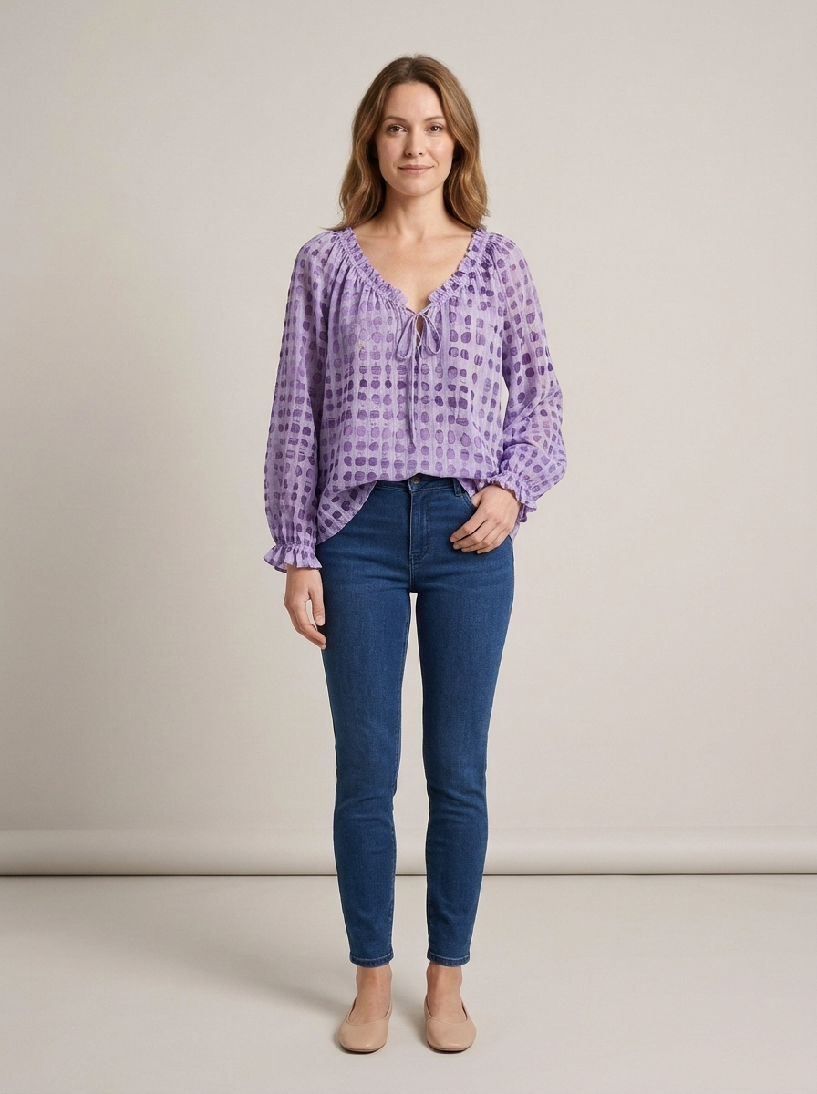 Women's Lace V-Neck Blouse – Purple