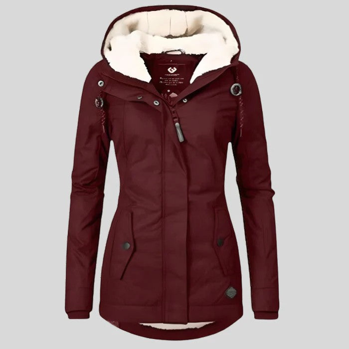 Women's Quilted Puffer Jacket – Wine Red