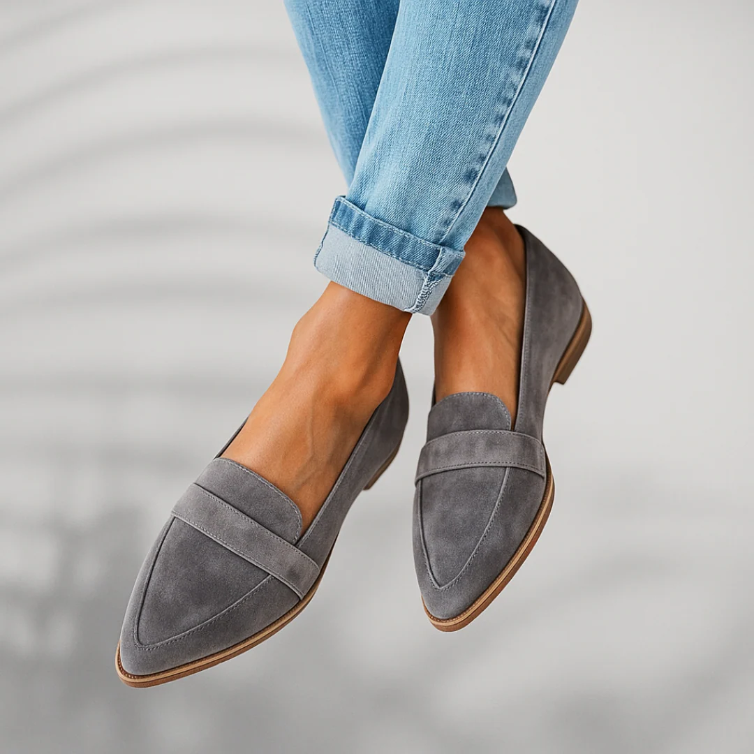 Women's Leather-Look Loafers – Grey