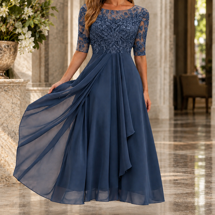 Women's Midi Lace Party Dress – Blue