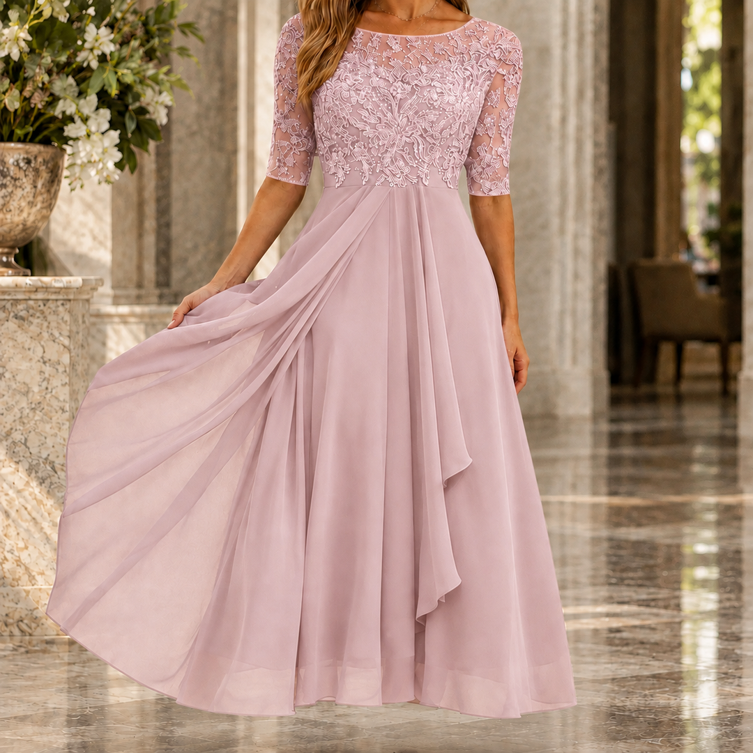 Women's Midi Lace Party Dress – Pink