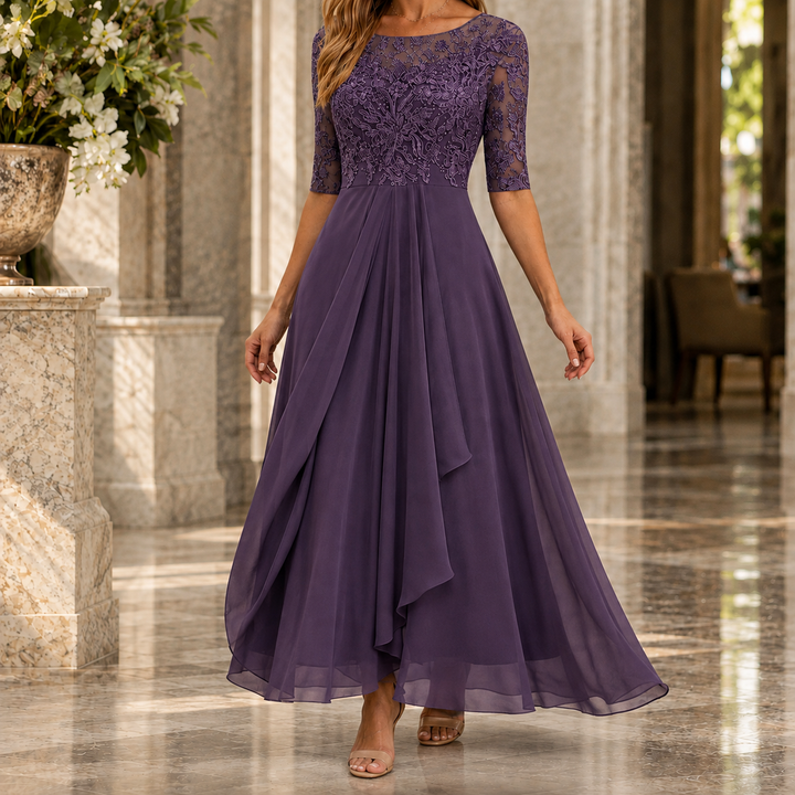 Women's Midi Lace Party Dress – Purple