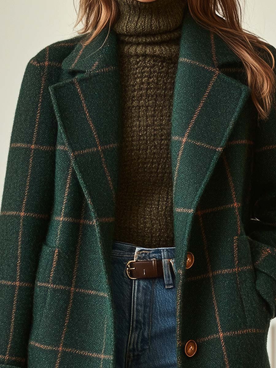 Women's Check Wool-Look Coat