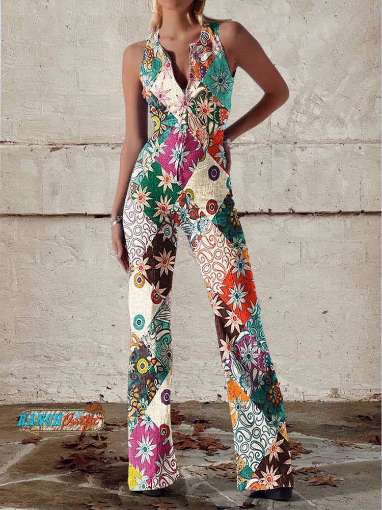 Women's Denim Jumpsuit – Multicolor