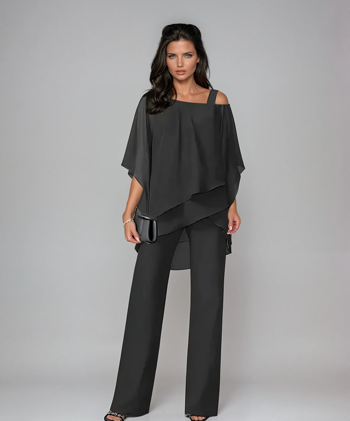 Women's Layered Two-Piece Co-ord Set – Black