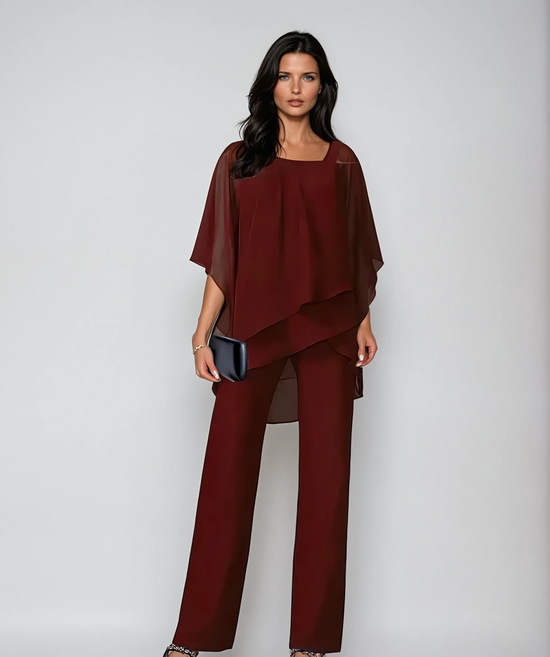 Women's Layered Two-Piece Co-ord Set – Red