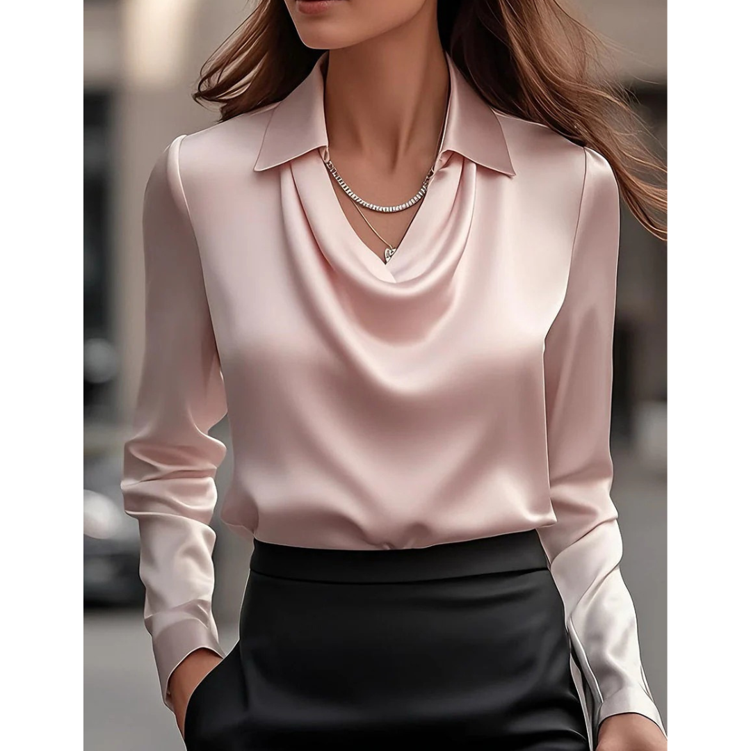 Women's Elegant Satin Blouse – Pink