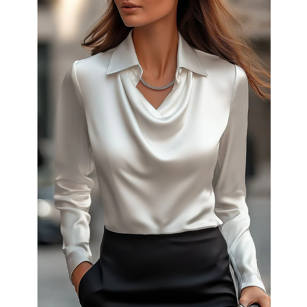 Women's Elegant Satin Blouse – White