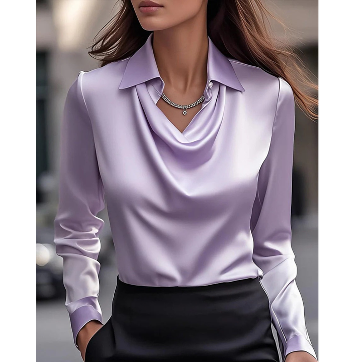 Women's Elegant Satin Blouse – Lavender