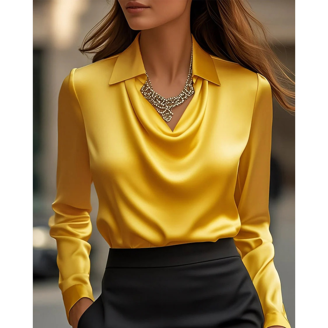 Women's Elegant Satin Blouse – Yellow