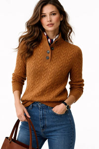 Women's Cable Knit Jumper – Wool-Look & Button-Front | Cosy Winter Jumper