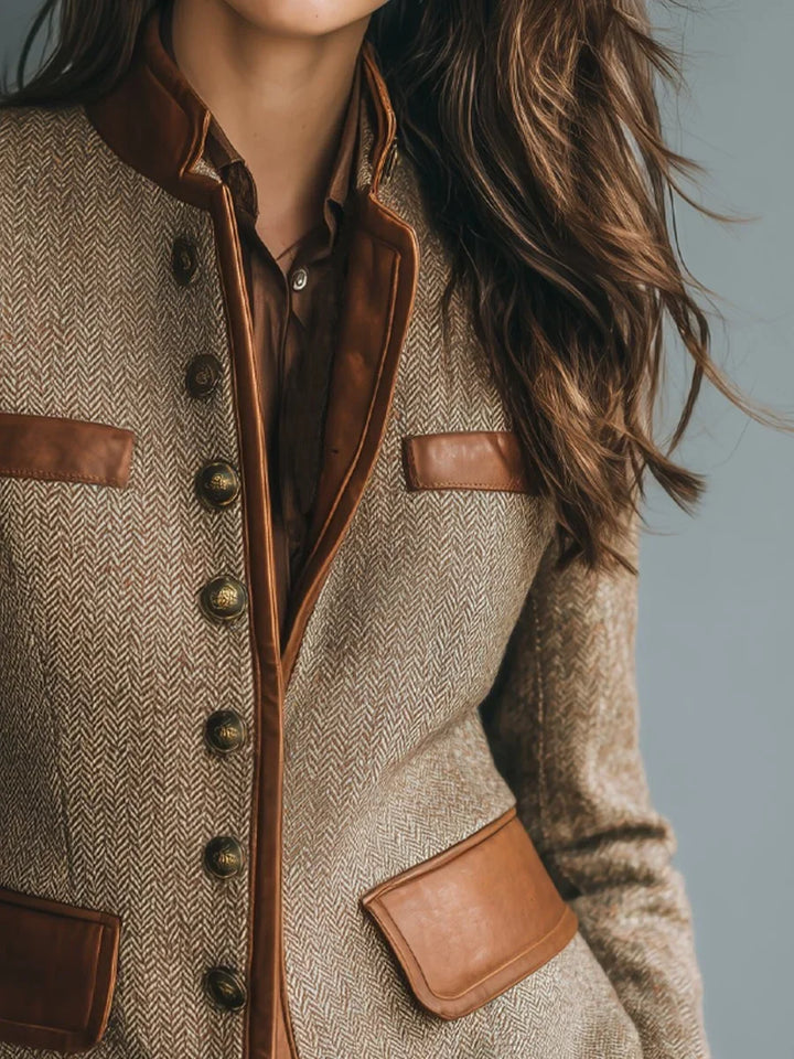 Women's Wool-Look Leather-Look Jacket
