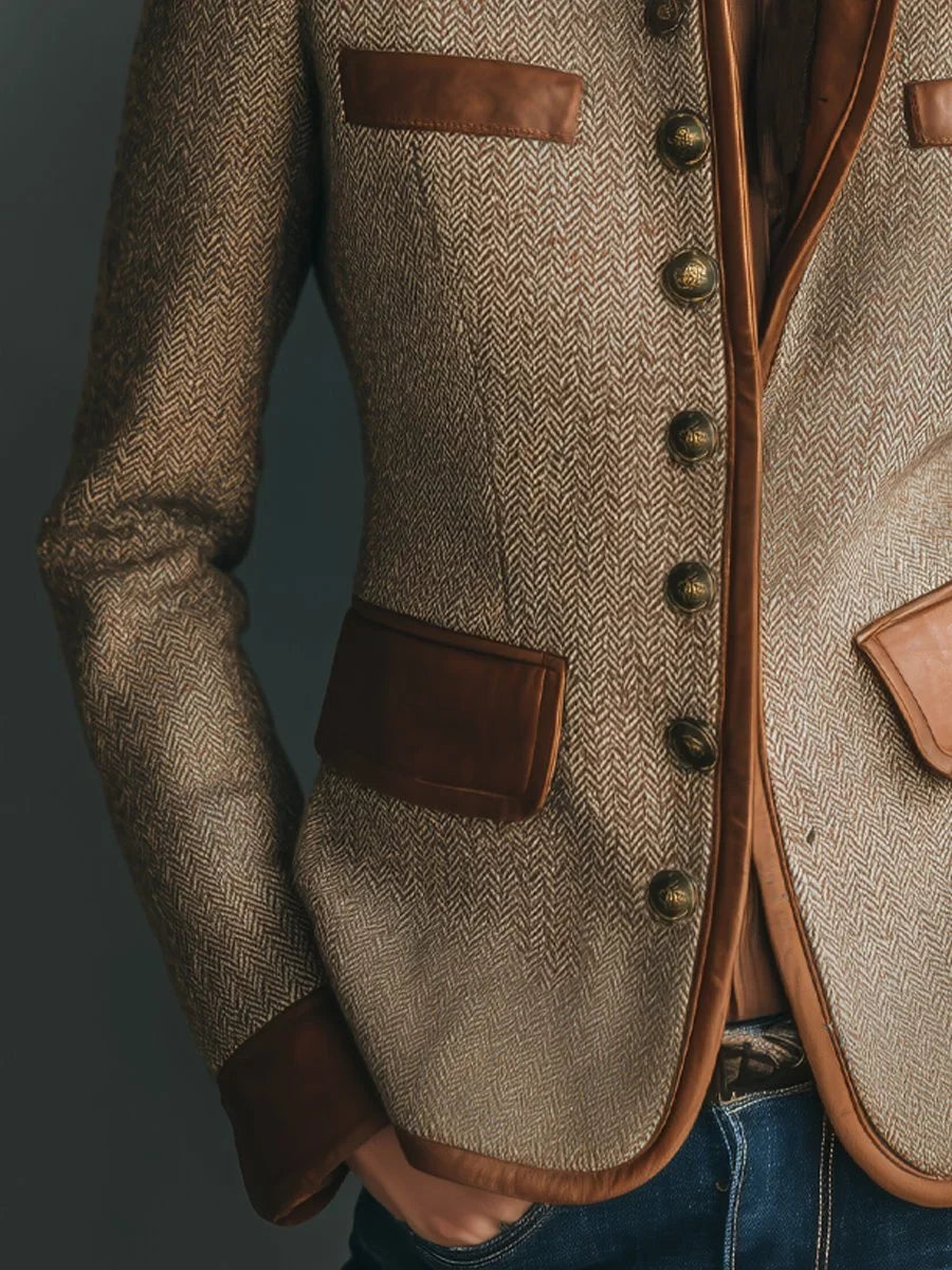 Women's Wool-Look Leather-Look Jacket